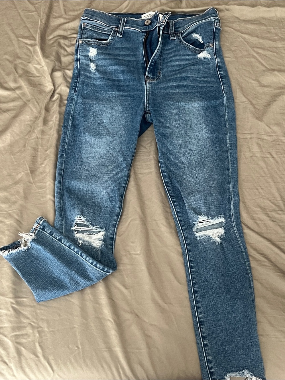 Abercrombie & Fitch Distressed Medium Blue Skinny Jeans